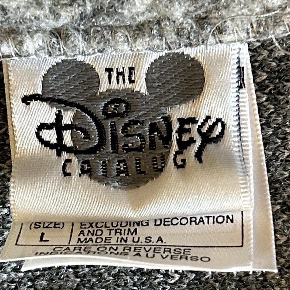 Vintage 90s Disney Catalog Pooh Eeyore Tigger Winter Mountain sweater gray sz L - Picture 8 of 14